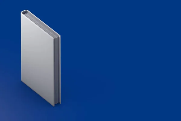 かわいい非常に詳細な白い本を閉じ、青い背景に隔離された平行ビューを持つ知識のシンボル - オブジェクト3Dイラスト — ストック写真