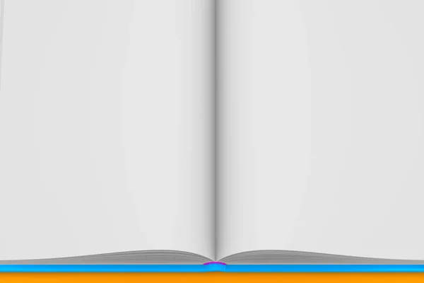 オブジェクト3Dイラスト - 非常に高解像度の青ワイド開かれた本、黄色の背景に隔離された知識コンセプト — ストック写真