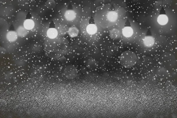 Carino brillantini brillantini luci sfocate lampadine bokeh sfondo astratto con scintille volare, festale struttura mockup con spazio vuoto per il contenuto — Foto Stock