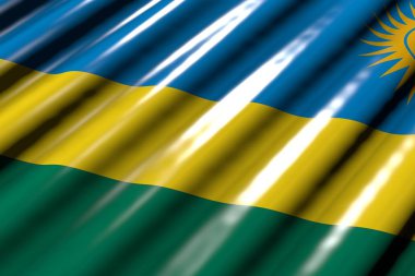 güzel parlak - ruanda plastik bayrak gibi düz çapraz yalan büyük kıvrımlar ile bakıyor - herhangi bir vesileyle bayrak 3d illüstrasyon