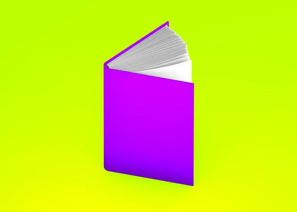Object 3d illustration - very high resolution pink book closed by half, knowledge concept isolated on lime background — Stock Photo, Image