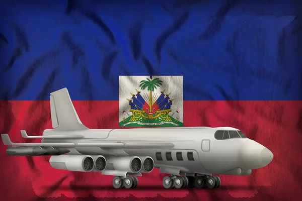 Bombardero en el fondo de la bandera del estado de Haití. Ilustración 3d —  Fotos de Stock