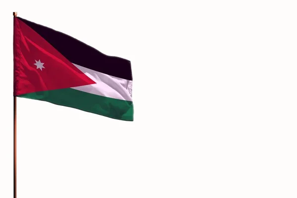 Fluttering Jordan bandiera isolata su sfondo bianco, mockup con lo spazio per il tuo contenuto . — Foto Stock