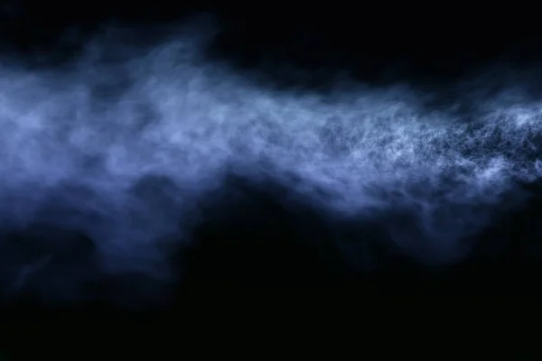 Симпатична важка магічна лінія плоского диму ізольована на чорному 3D ілюстрація диму — стокове фото