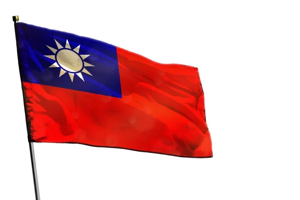 Fluttering Taiwan Province of China flag on clear white background isolated. — Stock Photo, Image