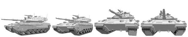 Militärische 3D-Illustration des Cartoon-Stils gerendert und skizziert isolierten 3D-Armee-Panzer mit nicht echtem Design, sehr hochauflösendes Panzerkampf-Konzept — Stockfoto