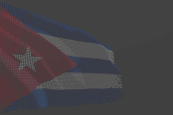 グレーの背景に輝くドット波で作られたキューバの孤立したフラグの素晴らしいハイテク画像 - 任意の機会フラグ3Dイラスト — ストック写真