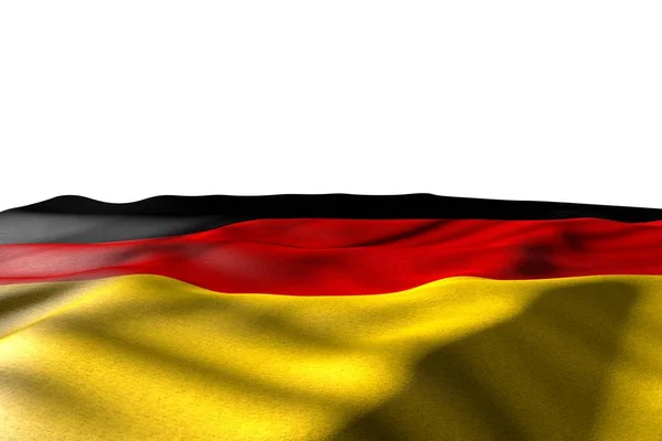 Metin için yer ile beyaz izole perspektif görünümü ile düz yatan Almanya bayrağı sevimli mockup resim - herhangi bir vesileyle bayrak 3d illüstrasyon — Stok fotoğraf