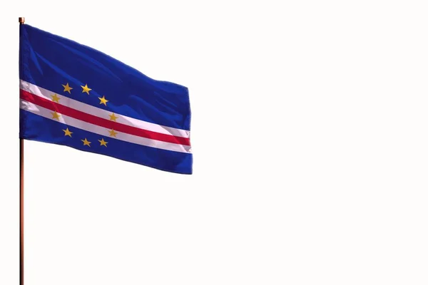 Fluttering Cabo Verde isolado bandeira no fundo branco, mockup com o espaço para o seu conteúdo . — Fotografia de Stock