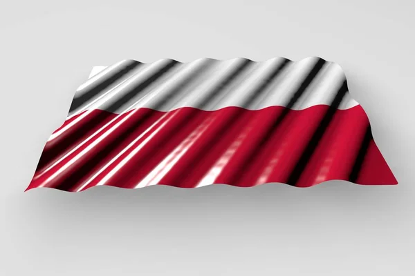 Ziemlich glänzende Flagge von Polen mit großen Falten liegen isoliert auf grau - jede Gelegenheit Flagge 3d Illustration — Stockfoto