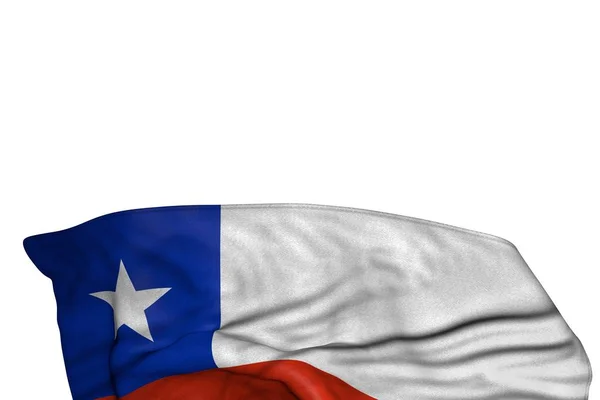 Hermosa bandera de Chile con grandes pliegues yacía en la parte inferior aislado en blanco - cualquier ocasión bandera 3d ilustración —  Fotos de Stock