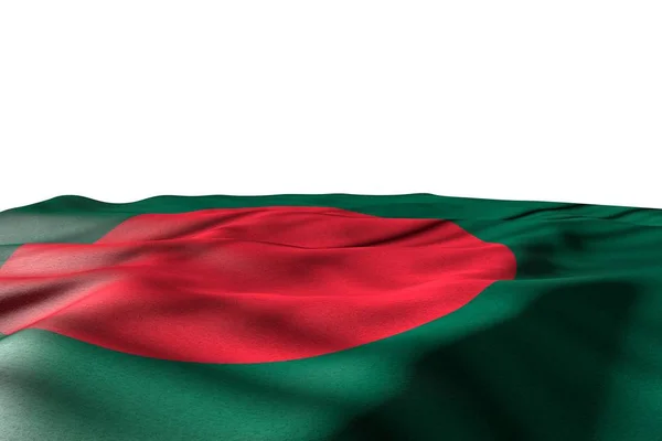 Ilustración bastante maqueta de la bandera de Bangladesh se encuentran con vista de perspectiva aislada en blanco con lugar para el texto - cualquier ilustración 3d bandera de fiesta —  Fotos de Stock