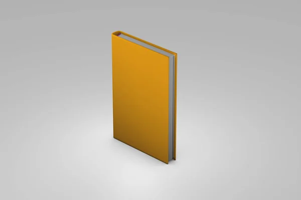 Объект 3d иллюстрация - очень подробная золотая книга закрыта, концепция дня знаний выделена на сером фоне — стоковое фото