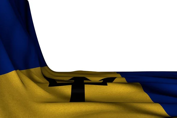 Carino isolato mockup di bandiera Barbados appeso diagonale sul bianco con spazio libero per il vostro testo - qualsiasi bandiera vacanza 3d illustrazione — Foto Stock