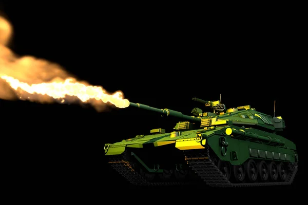 Військовий 3D Ілюстрація ізольованого лісового кольору важкого танка з конструкцією, яка не існує в бою, концепція боротьби з танками високої роздільної здатності на чорному — стокове фото
