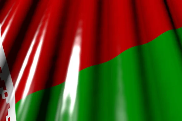 Красивый глянцевый - выглядит как пластиковый флаг Беларуси с большими складками лежать диагональ - любой случай флаг 3d иллюстрации — стоковое фото