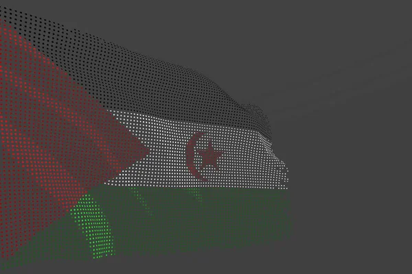 Hübsche digitale Illustration der westlichen sahara isolierte Flagge aus glühenden Punkten winken auf grauem Hintergrund - jede Feiertagsfahne 3D-Illustration — Stockfoto