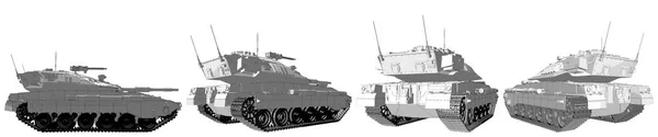 Rajzfilm stílus körvonalazott elszigetelt 3D-s modern tank fiktív design, nagyon részletes becsület hősök koncepció - katonai 3D-s illusztráció — Stock Fotó