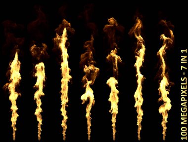 Cadılar Bayramı için 7 yüksek çözünürlüklü güzel izole alev püskürtücü veya ejderha nefesli ateş resimleri veya herhangi bir tasarım amaçlı objenin 3 boyutlu çizimi