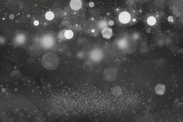 Şirin parlak ışıltılı ışıklar, kar taneleri uçuşan bokeh soyut arkaplanına odaklanmış, içeriğiniz için boş boşluğu olan şenlikli model dokusuna sahip. — Stok fotoğraf