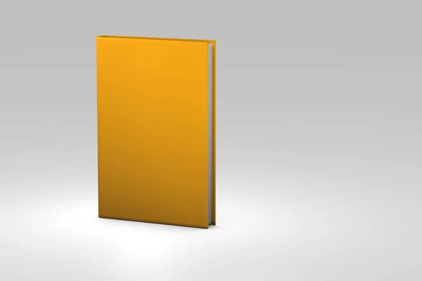 3d illustration of object - high detail orange book closed, university concept highlighted isolated on grey background — ストック写真