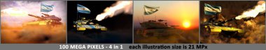 Arjantin ordusu konsepti - 4 çok yüksek çözünürlüklü modern tank fotoğrafı Arjantin bayrağı ile gerçek tasarım değil, askeri 3d Illustration
