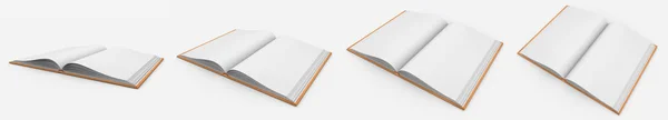 Objekt 3d illustration - hög detalj guldbok helt öppen, college koncept isolerad på vit bakgrund — Stockfoto