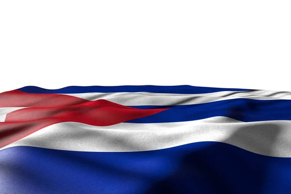 Ωραία φωτογραφία mockup της Κούβας σημαία που βρίσκεται με προοπτική θέα που απομονώνονται σε λευκό με χώρο για κείμενο - κάθε γιορτή σημαία 3d εικόνα — Φωτογραφία Αρχείου