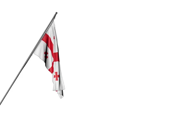 Pěkný gruzínská vlajka visí na rohu tyč izolované na bílém - každá oslava vlajka 3d ilustrace — Stock fotografie