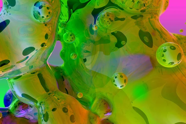 Fondo abstracto de jabón brillante y brillante vívido como burbujas con gradiente - enfoque suave ilustración 3D de la plantilla de diseño de fondo —  Fotos de Stock