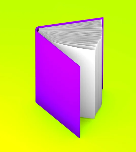 Objeto 3d ilustración - libro púrpura de alta resolución que está medio abierto, concepto universitario aislado sobre fondo de cal —  Fotos de Stock