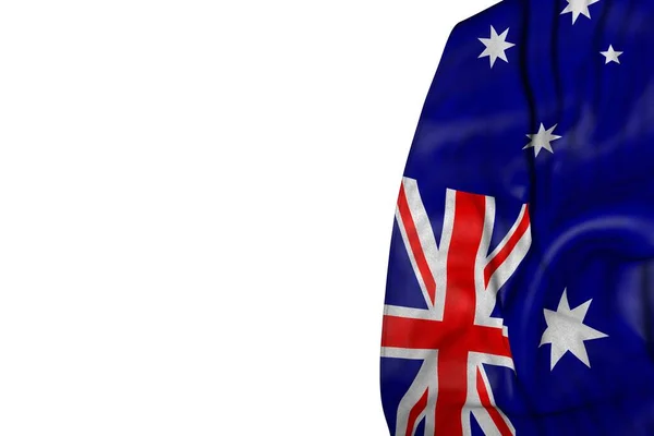 Maravillosa bandera de Australia con grandes pliegues se encuentran en el lado izquierdo aislado en blanco - cualquier ocasión bandera 3d ilustración —  Fotos de Stock