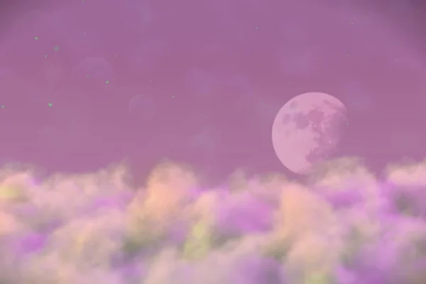 Abstrakter Hintergrund kreative Illustration von mystischen Rauch mit Mond mit Lichtern Bokeh-Effekt können Sie für Schöpfungszwecke verwenden — Stockfoto