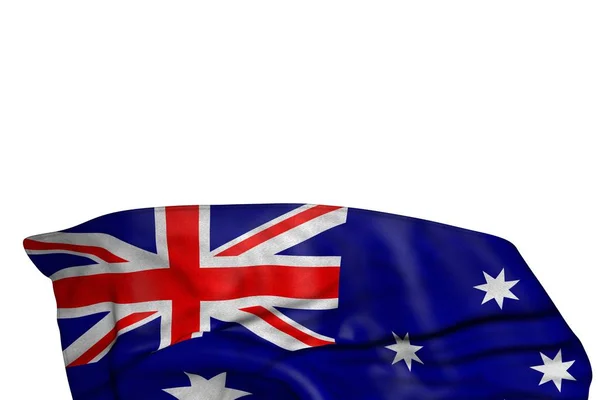 Magnifique drapeau d'Australie avec de grands plis couchés à plat dans le fond isolé sur blanc - n'importe quel drapeau de fête illustration 3D — Photo