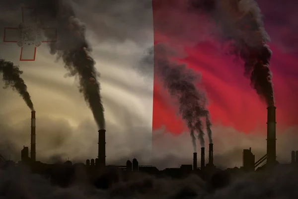 Dark Pollution Fight Climate Change Concept Factory Chimneys Heavy Smoke — Stock Photo, Image