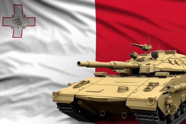 Heavy Tank Fiktív Design Málta Zászló Háttér Modern Tank Katonai — Stock Fotó