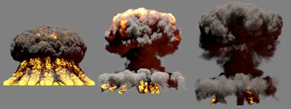 Больших Различных Фазы Пожар Гриб Облако Взрыв Термоядерной Бомбы Дымом — стоковое фото