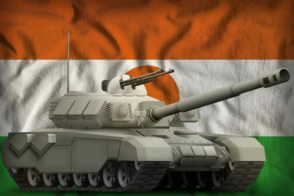 Nijer bayrağı arka planında ağır tank var. 3d Görüntü