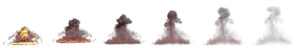 Viele Bilder Von Großer Bombenexplosion Pilzwolke Mit Feuer Und Brennen — Stockfoto