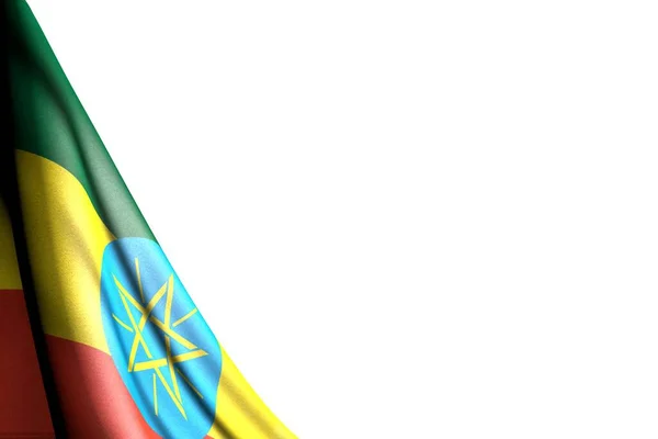 Trevlig Isolerad Illustration Etiopien Flagga Hänger Hörnet Mockup Vitt Med — Stockfoto