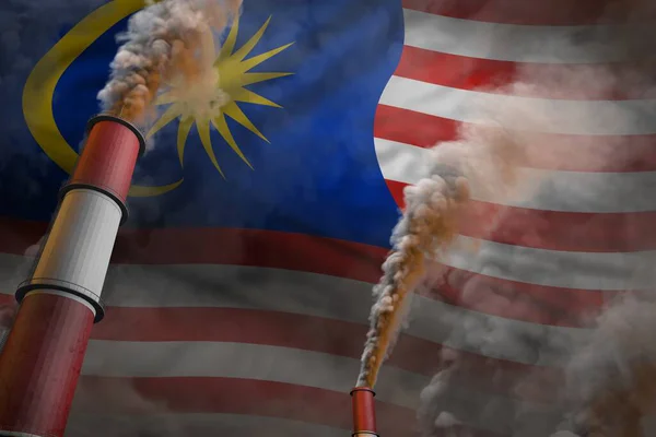 Борьба Загрязнением Малайзии Промышленная Иллюстрация Двух Больших Промышленных Труб Плотным — стоковое фото