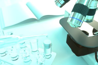 Alkalilik için içilebilir su kalitesi testi - modern biyokimya çalışma tesisinde laboratuvar bulguları, tıbbi 3D illüstrasyon