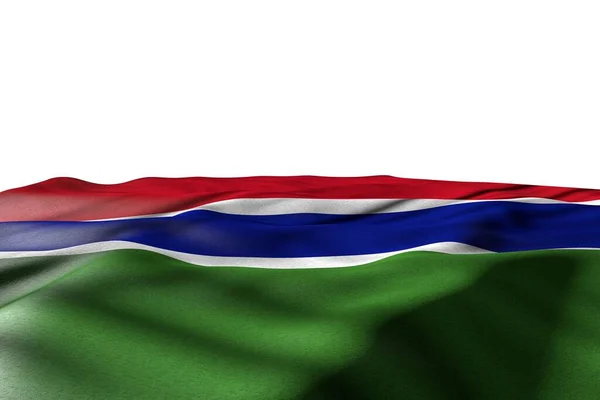 Mooie Mockup Illustratie Van Gambia Vlag Liggen Met Perspectief Uitzicht — Stockfoto