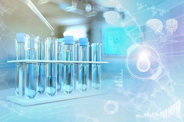 Modern Bilimsel Üniversite Kliniğinde Laboratuvar Test Tüpleri Bakteri Tasarımı Için — Stok fotoğraf