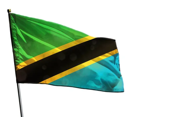 Bandiera Tanzania Sventolante Isolata Sfondo Bianco — Foto Stock