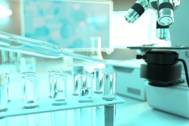 sertlik için içme suyu kalitesi testi - modern kirlilik çalışma kliniğinde laboratuvar kanıtı, tıbbi 3D illüstrasyon