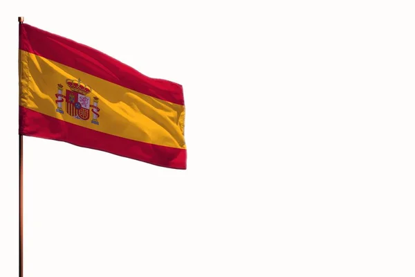 Fluttering Spain Flag Isolated Mockup Place Your Text White Background — Stock Photo, Image