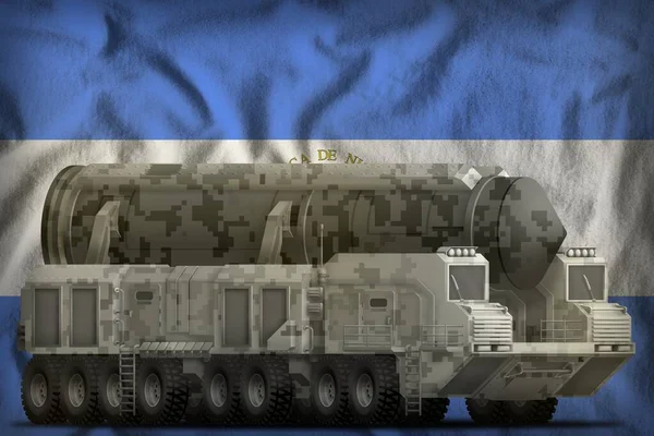 Intercontinental Ballistic Missile City Camouflage Nicaragua Flag Background Illustration — Stock Photo, Image