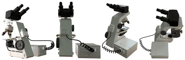 Rend Microscope Électronique Avec Bloc Cpu Avec Design Fictif Isolé — Photo
