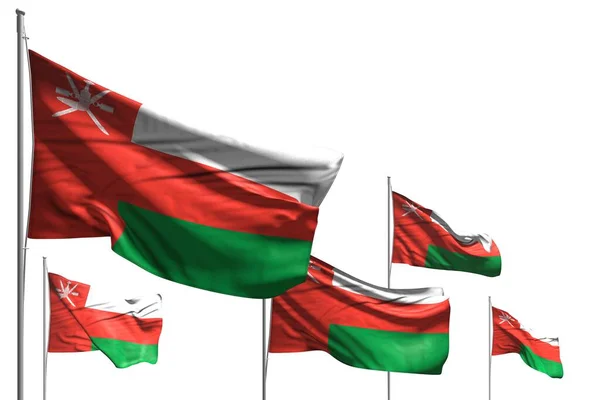 Gyönyörű Zászlók Omán Hullám Elszigetelt Fehér Minden Ünnep Zászló Illusztráció — Stock Fotó